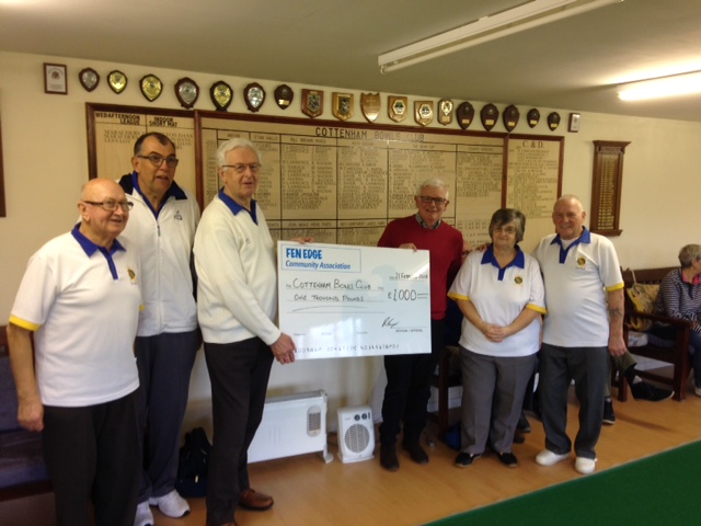 Cottenham Bowls Club Cheque Presentation