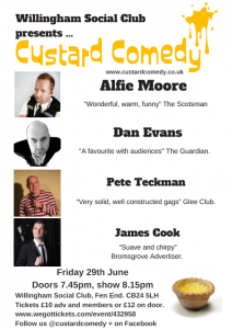 Willingham Social Club Custard Comedy June 2018