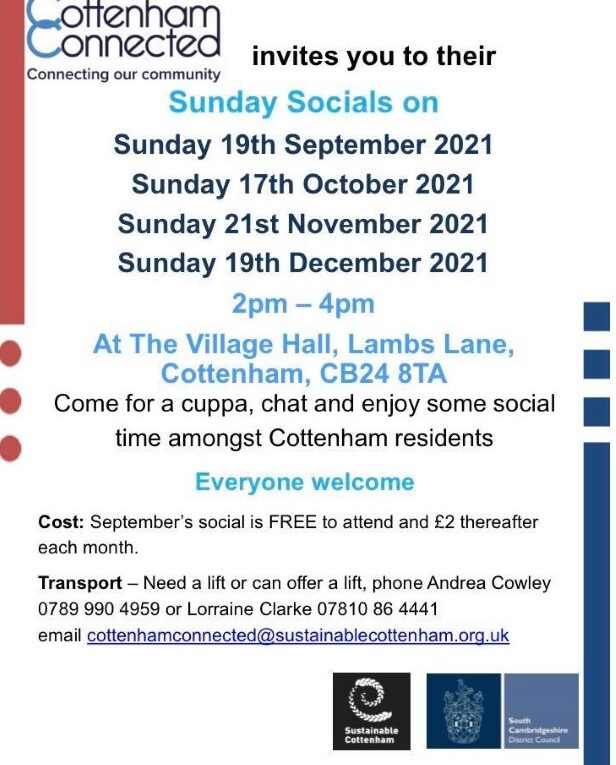 Cottenham Connected Sunday Socials 2021