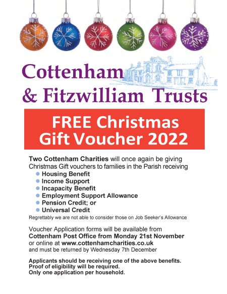Cottenham Charities Christmas Vouchers 2022