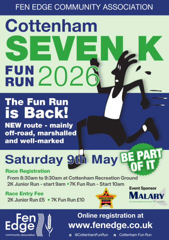 The Cottenham Fun Run is Back! Saturday 9 May 2026
